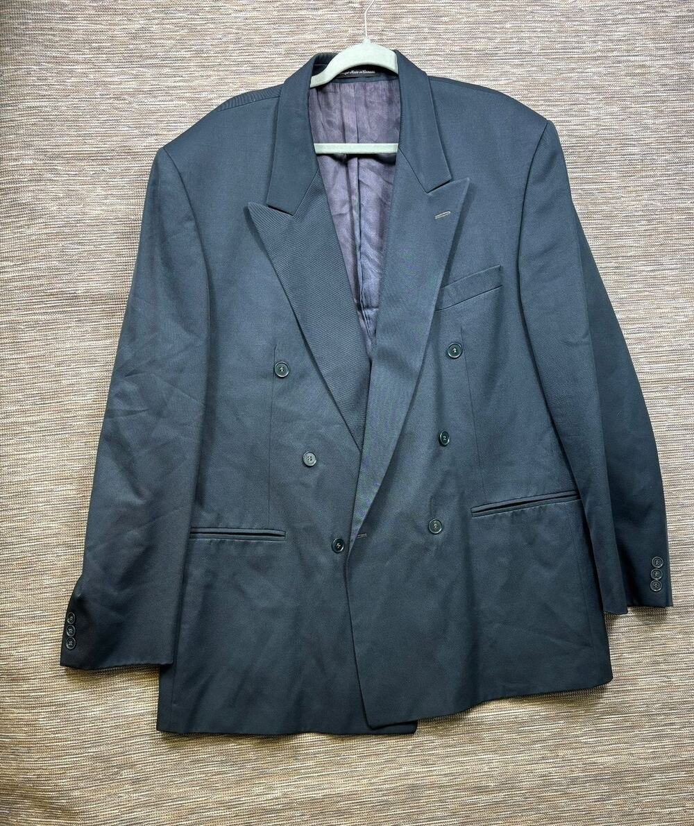 Franco Tassi Blazer Mens 46 Dark Double Breasted Suit Jacket Canada Peak Lapel